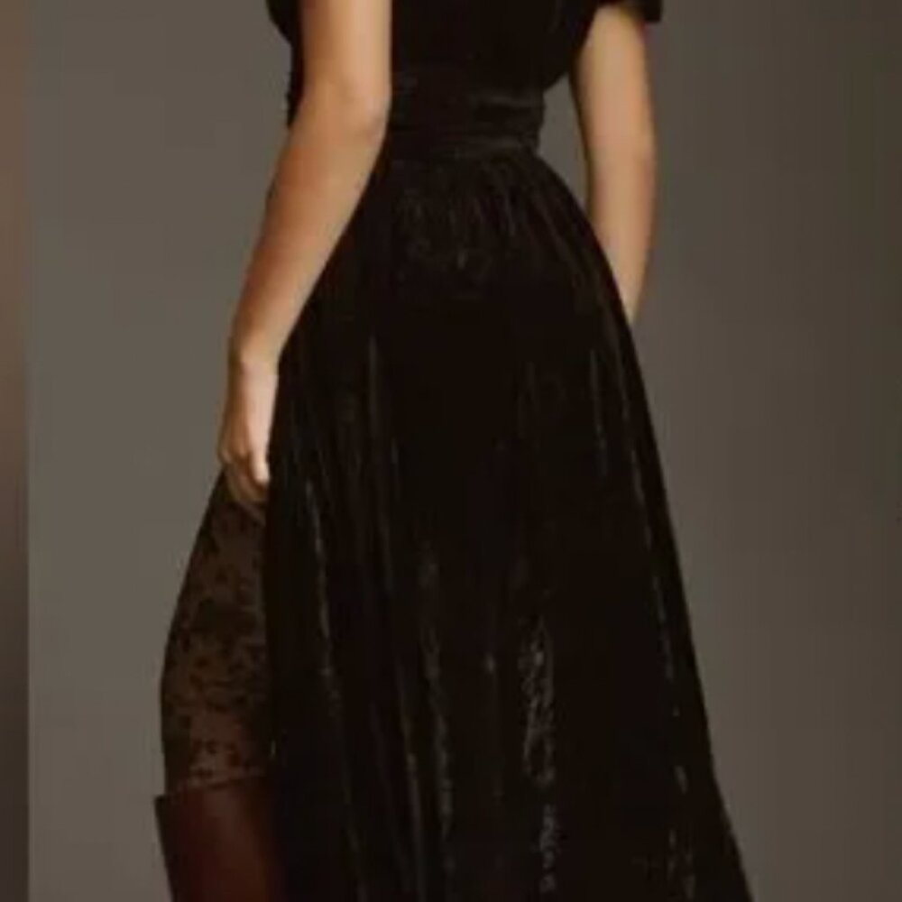 New with tags Anthropologie Katerina Maxi Dress- Black Velvet, Sz 4- Retail $178 - Picture 3 of 12